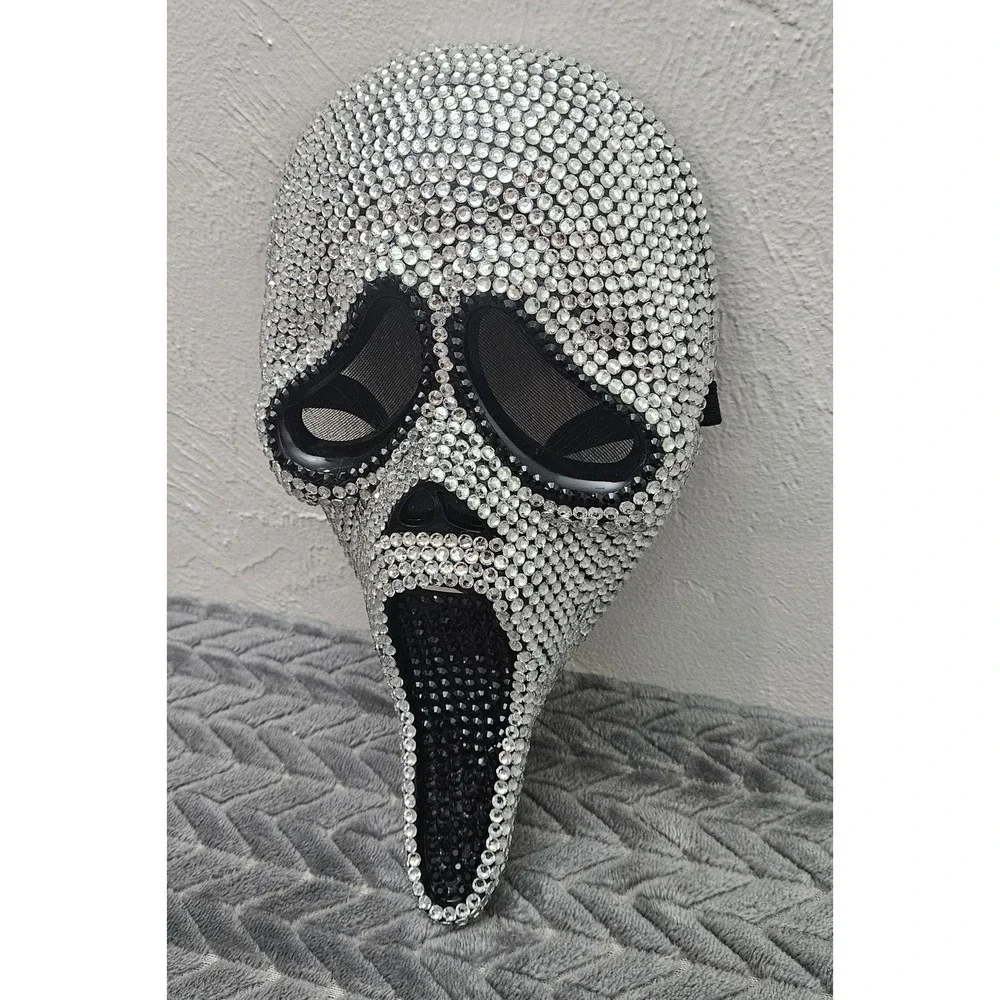 Scream Ghostface Bling Silver Rhinestone Adult Mask‎ Halloween Bedazzled